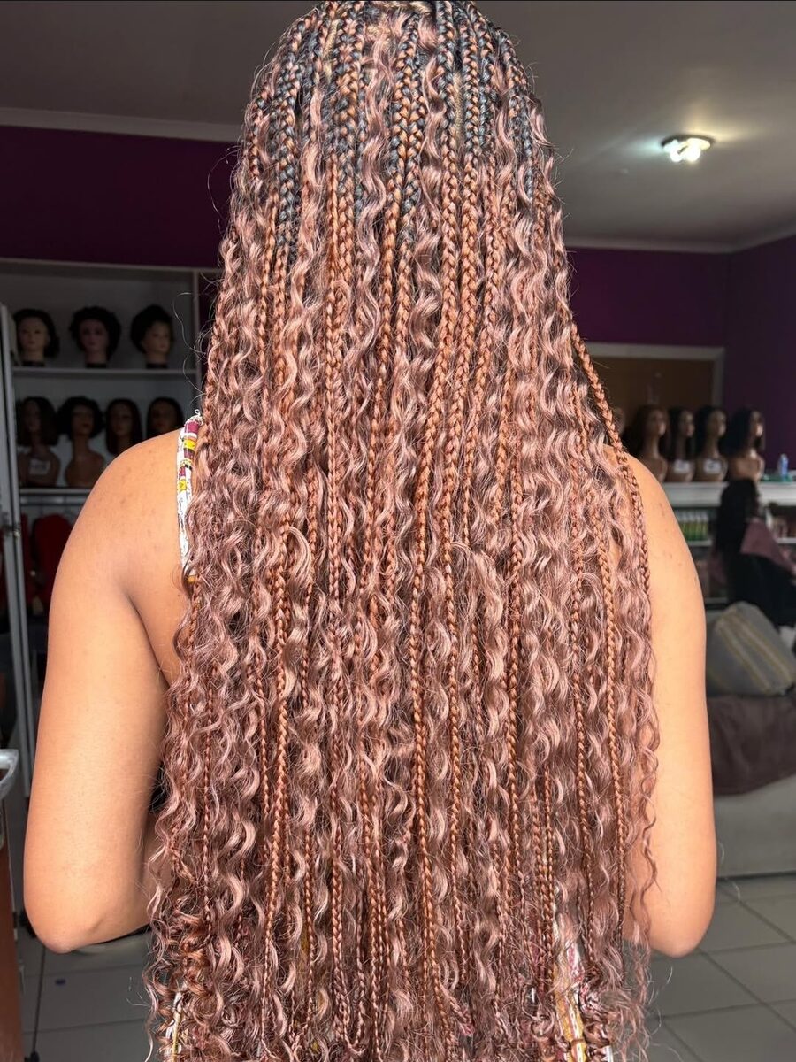 Rose pink curly braids
